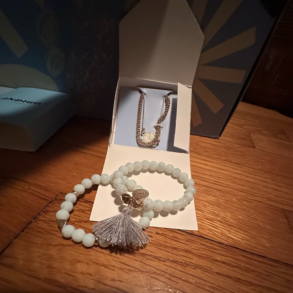 Indigo necklace and beaded bracelet